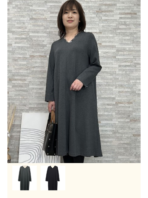 dta1015：デュアルウォームVネックワンピース【早得+1140ポイント】【LA COUPE】