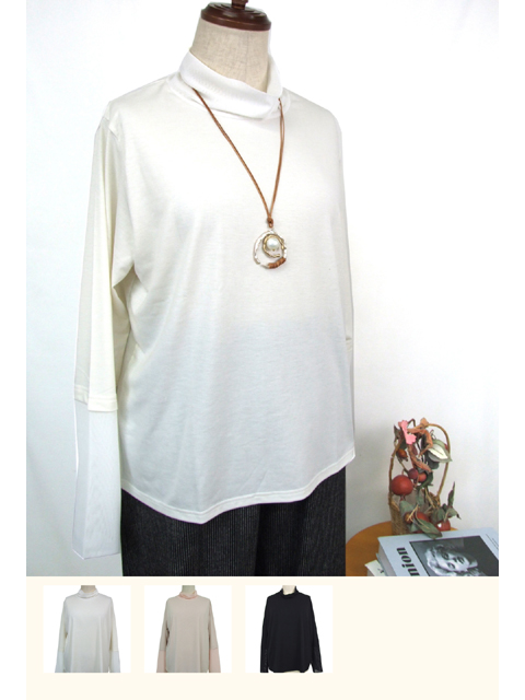 dta0950：メッシュ切替ハイネックカットソー【ALDILA】