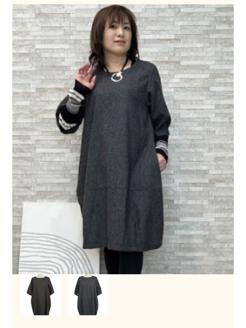 dta0860：ウール混5分袖コクーンチュニック【ALDILA】