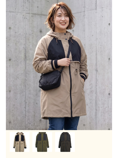 djc0715：防風シート入りバイカラーフード付コート【11/2上り予定】【早得+1662ポイント】【SEPIA】