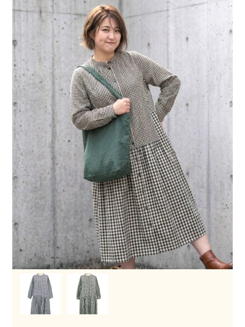 dtc0175：チェック柄デザインワンピース【初秋】【早得+1092ポイント】【ALDILA】