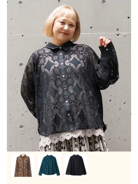 dtc0035：レースをまとうシャツ【晩夏初秋】【早得+845ポイント】【AS KNOW AS olaca】
