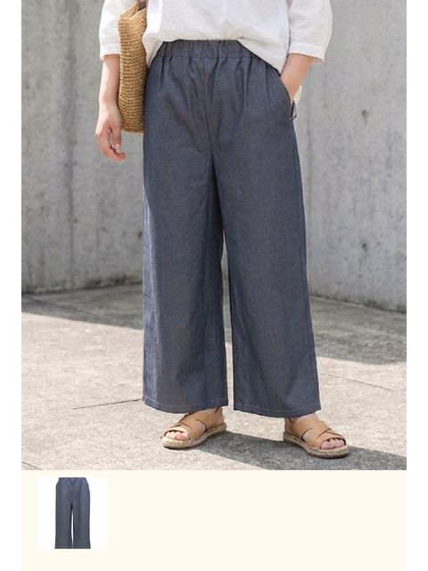 dbb0905：インディゴダンガリーセミワイドパンツ【早得+ 712ポイント】【Tasha ruby】