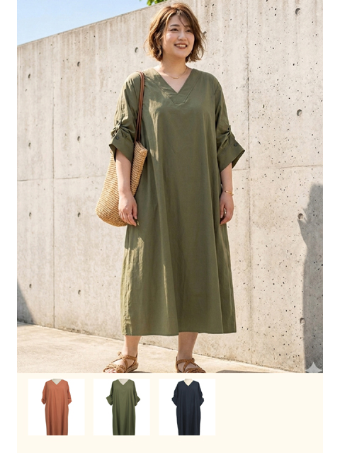 dtb0855：Vネックタックワンピース【早得+1140ポイント】【ALDILA】