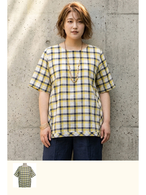 dtb0655：チェック柄切替チュニック【早得+665ポイント】【QUINTY】