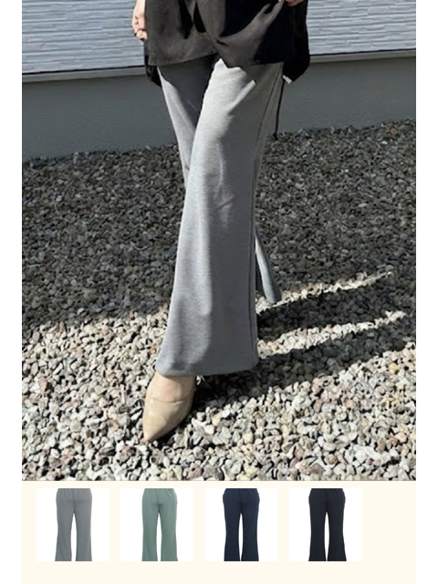 dbb0460：ECOダブルコットンライクポンチフレアパンツ【早得+712ポイント】【QUINTY】