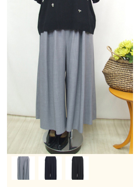 dbb0435：ウエストゴム使いキュロットパンツ【早得+855ポイント】【LA COUPE】