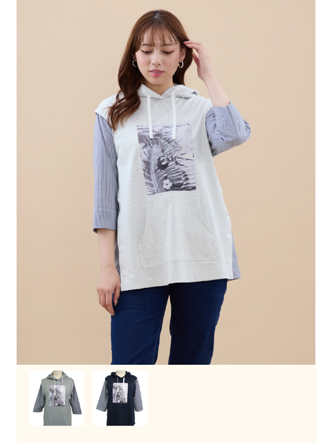 dtb0350：シャツ切替パーカー【早得+760ポイント】【ALDILA】