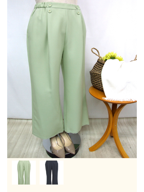 dbb0205：ボタンデザインタックカラーパンツ【早得+712ポイント】【QUINTY】