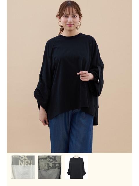 dtb0150：ラグランバックシアー重ねロゴプルオーバー【ALDILA】