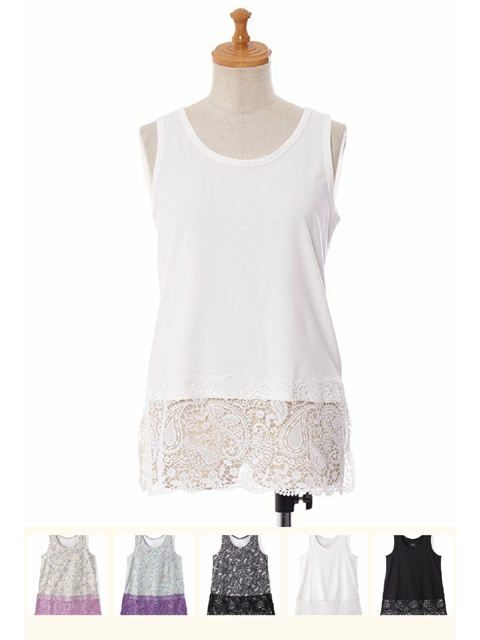 dtb0145：繊細ペイズリーレースタンク【AS KNOW AS olaca】