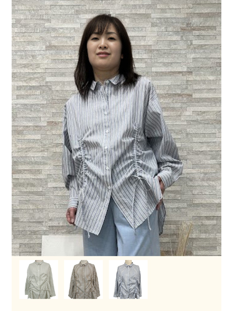 dtb0130：サイドドロストストライプシャツチュニック【早得+855ポイント】【ALDILA】