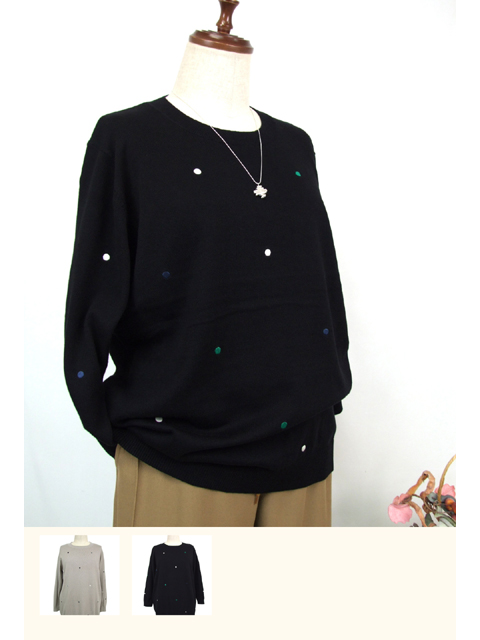 dta0945：カラードット刺繍ニット【早得+760ポイント】【ALDILA】