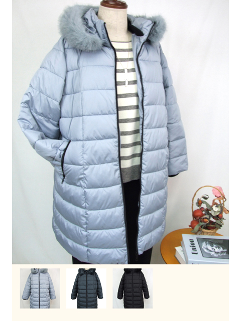 dja0925：ファー＆フード取り外しロング丈中綿コート【早得+ 1662ポイント】【SEPIA】