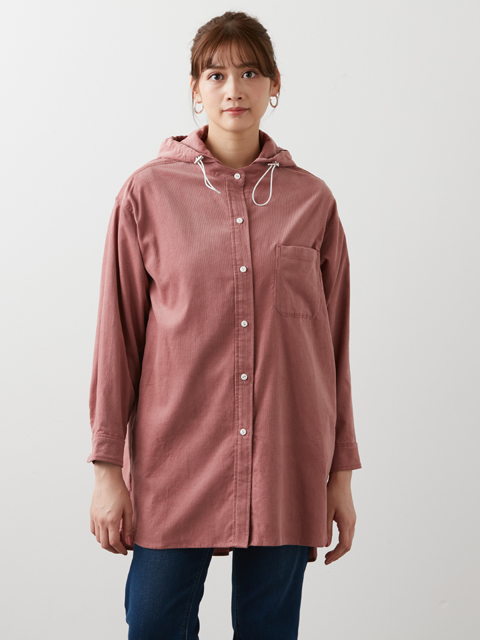 dta0605:取り外しフード付きコーデュロイシャツ【再再販】【ALDILA