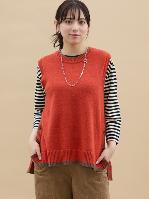 dta0555：ライン入り五泉ニットベスト【ALDILA】｜エルクロース