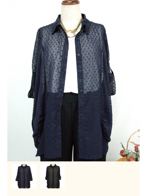 dta0525：トリコットカットジャガードブラウス【QUINTY】