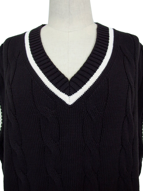 dta0485：ライン入りケーブルニットベスト【ALDILA】｜エルクロース