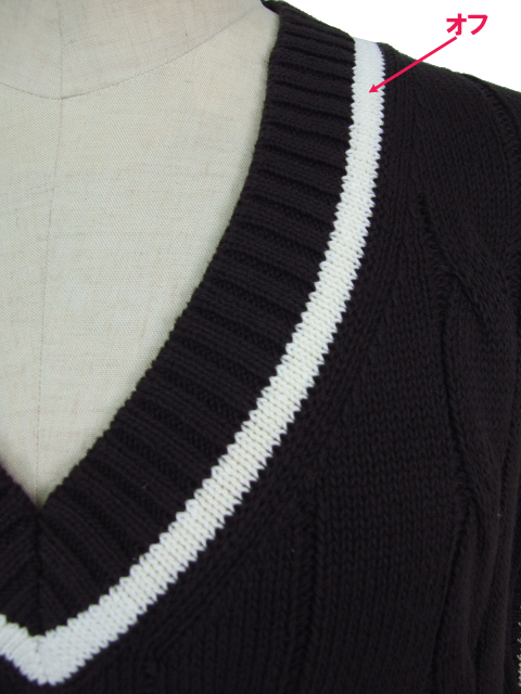 dta0485：ライン入りケーブルニットベスト【ALDILA】｜エルクロース