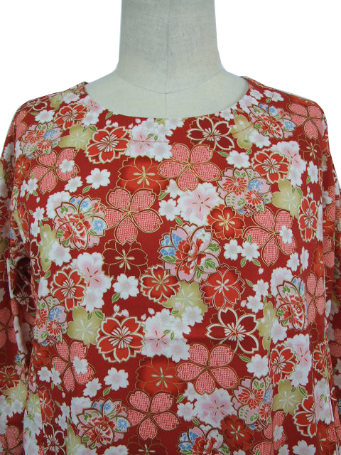 dta0450：古典和調桜柄チュニック【ORIGAMI TOKYO】｜エルクロース