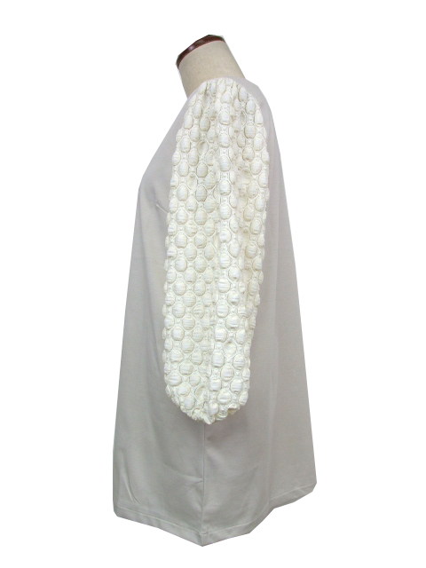 dta0425：ラッセルレース袖オーガニックプレーティングチュニック