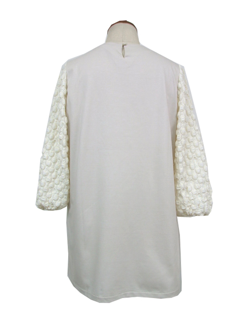 dta0425：ラッセルレース袖オーガニックプレーティングチュニック