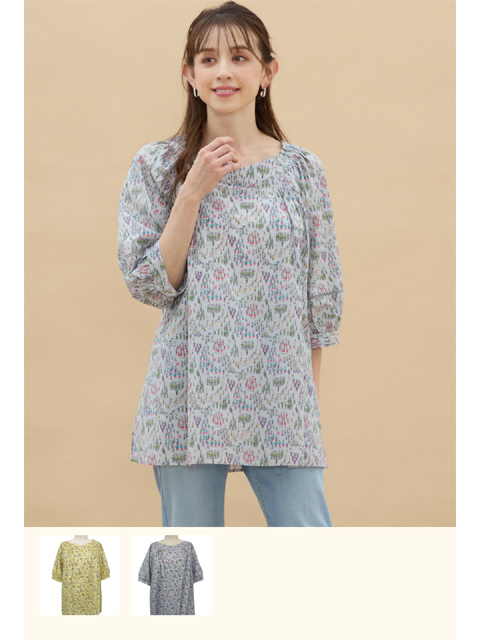 大きいサイズ　夏服まとめ売り　５点 大きいサイズ 綿100％5分袖重ね着風シャツチュニック