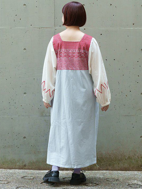 ctz0385：キカ刺繍とバイカラーワンピ【AS KNOW AS olaca】｜エルクロース