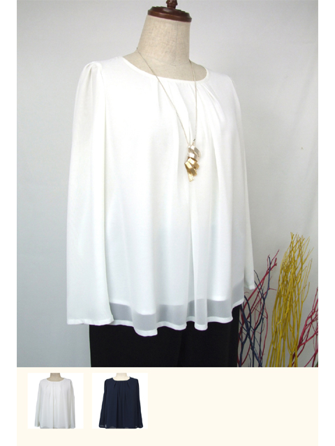 ctz0175：カット裏付シフォンブラウス【SEPIA】｜エルクロース