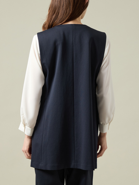 cjz0080：1つボタンVネックストレッチジレ【再販】【LA COUPE