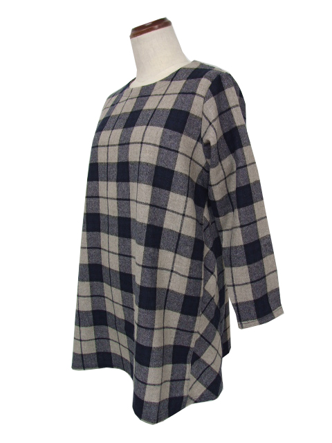 ターシャルビー（Tasha Ruby）/【大きいサイズレディース】袖ワッシャーチェック切替チュニック【日本製】 大きいサイズレディース】袖ワッシャーチェック切替チュニック【日本製