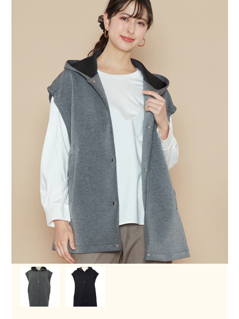 cjy0875：ドロスト使いフード付ダンボールジレ【再販】【ALDILA】