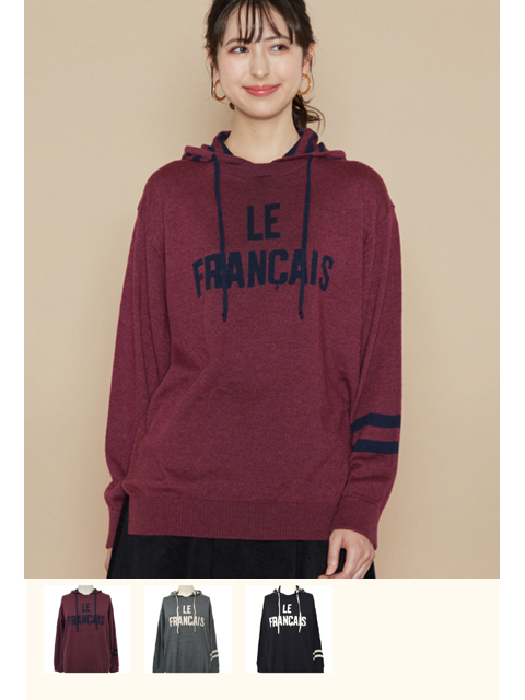 cty0680："le francais"ロゴフード付ニット【ALDILA】