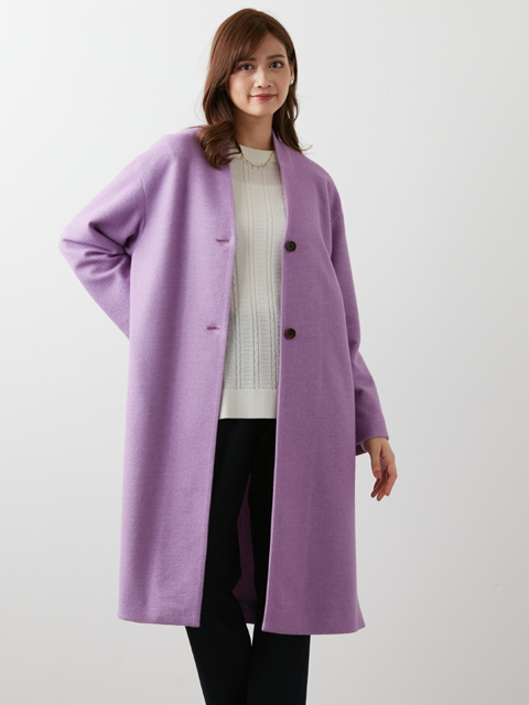 cjw0915：ウーレンインレーノーカラーコート【再販】【LA COUPE】