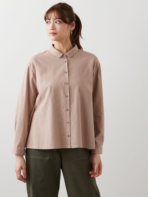 ctw0715：千鳥柄起毛コットンブラウス【ALDILA】