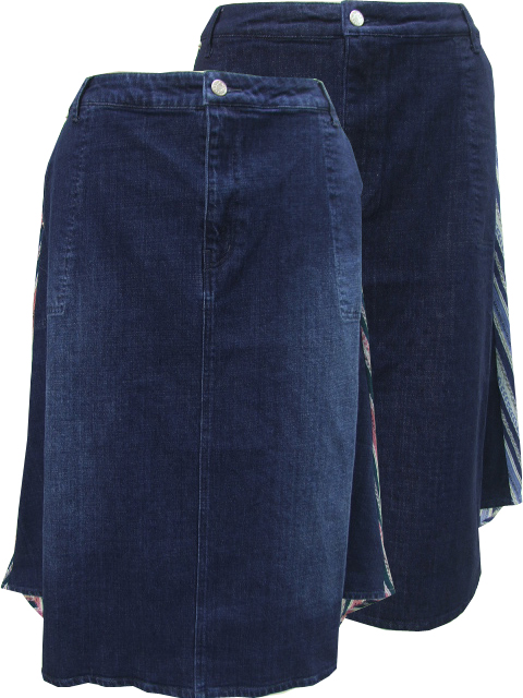 Cbe15 リメイク風ストライプ切替デニムスカート Aldila エルクロース