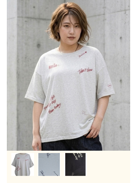dtb8745：ソフト天竺メッセージゆったりTシャツ【2026/4/中旬】【予約特典570ポイント】【ALDILA】